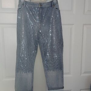 Lane Bryant Sequin Embellished Light Blue Jeans